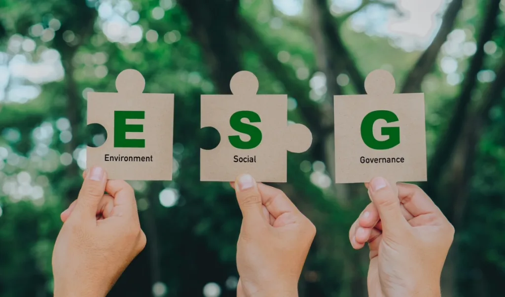 Letters ESG on individual jigsaw pieces